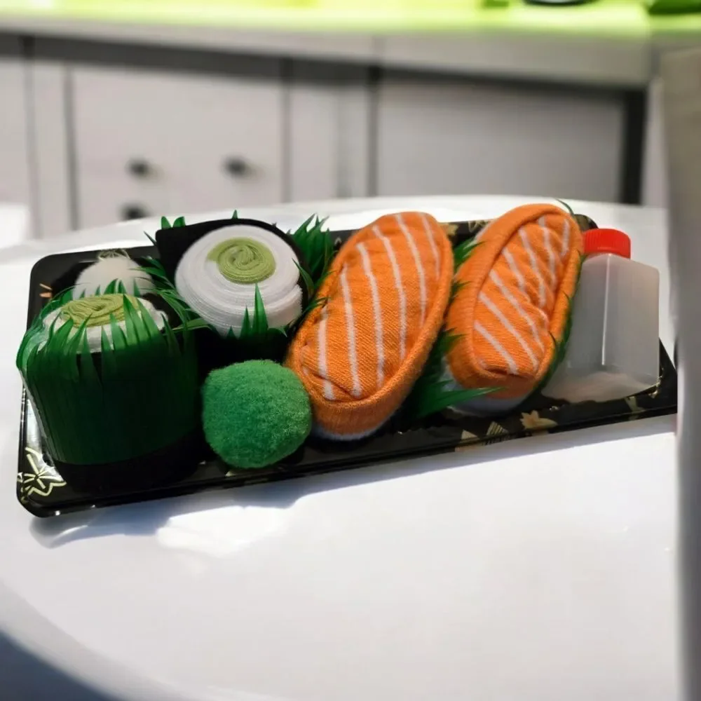 Sushi Socks Gift Box 2 Pair Novelty Foodie Gift Funny Unisex NWT Quirky Creative